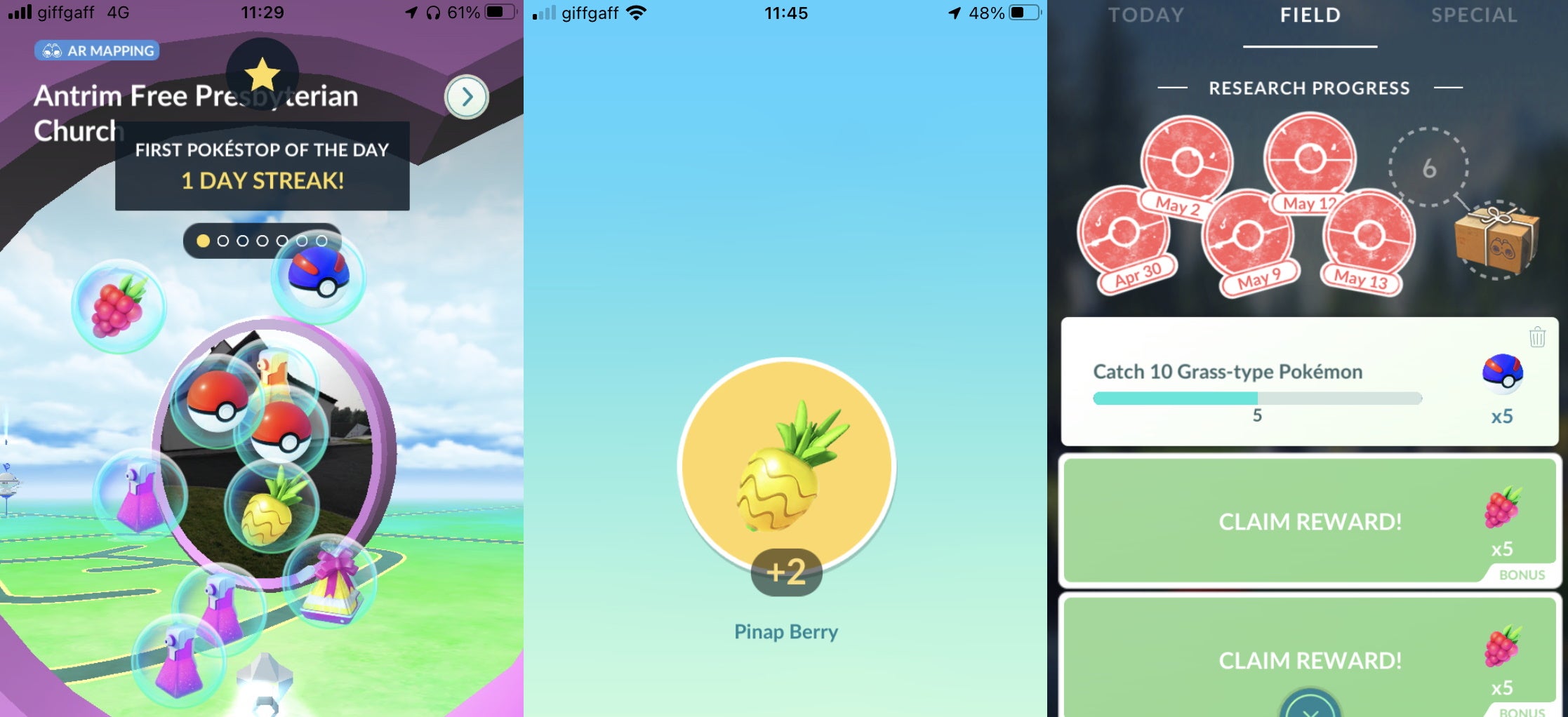 Pokémon Go Berries, Pinap Berry，银色Razz Berry，金色Razz Berry, Razz Berry